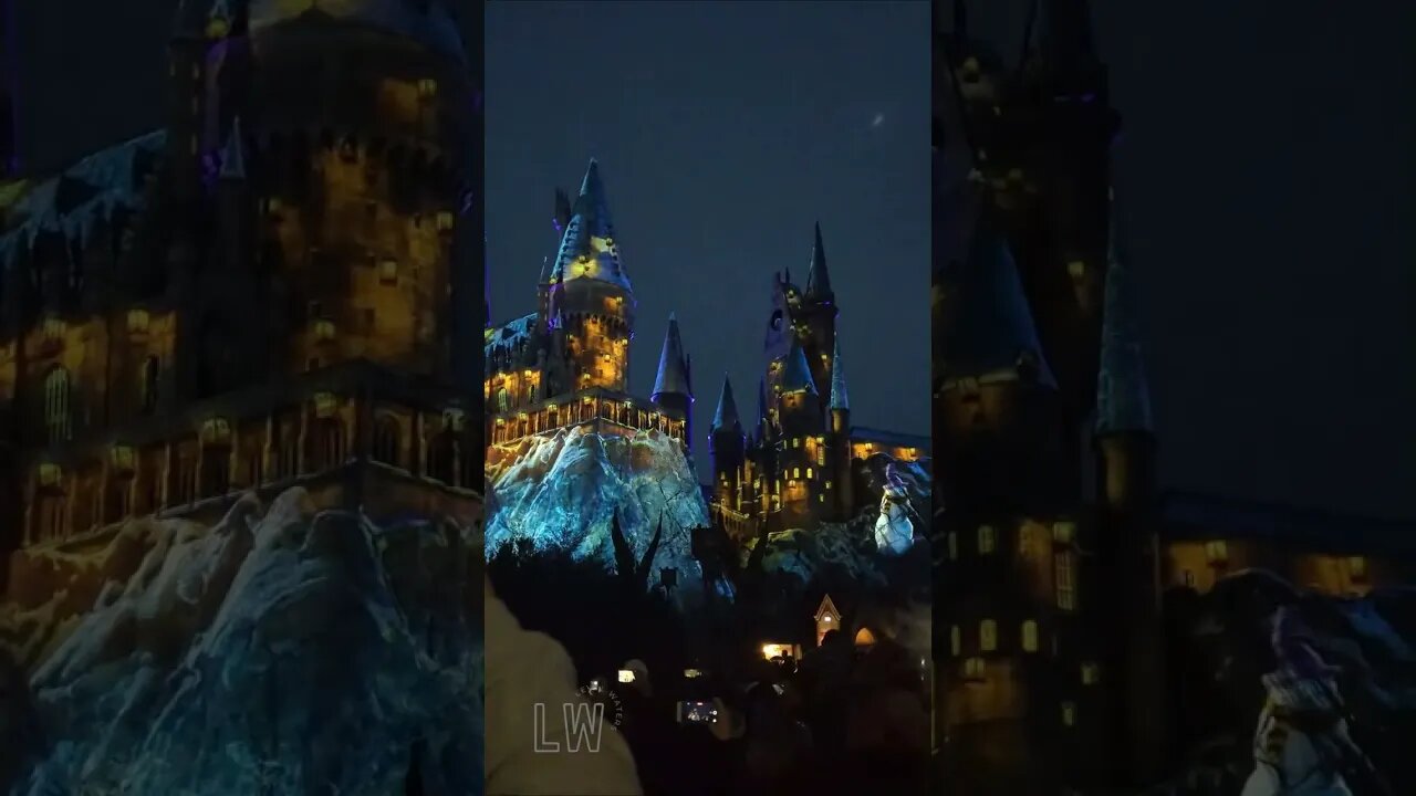 Nighttime Lights At Hogwarts Castle 1 of 3 Christmas Universal Orlando Harry Potter #shorts