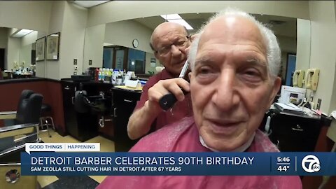 Detroit barber celebrated 90th birthday