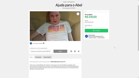 Vaquinha Online Para Ajudar Meu Irmão Abel Autista