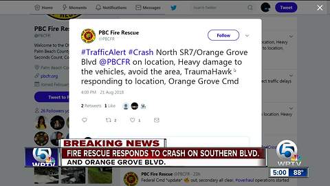 Fire rescue responds to crash on Souther Blvd.