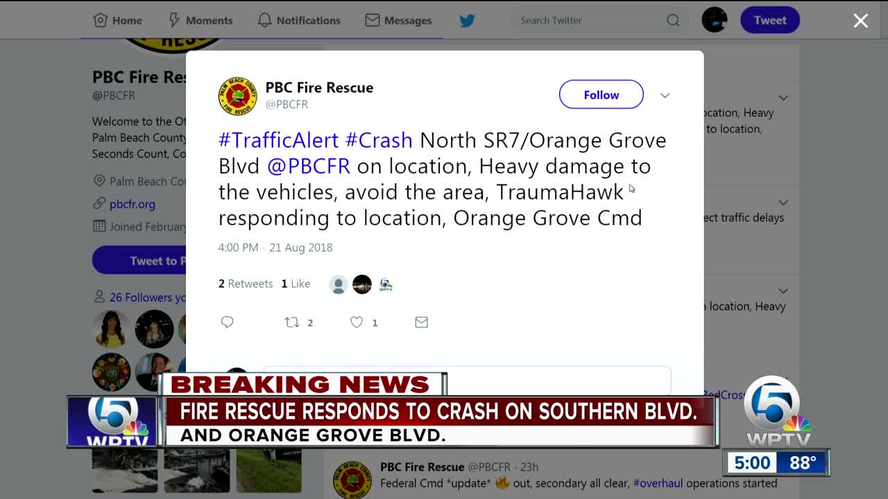 Fire rescue responds to crash on Souther Blvd.