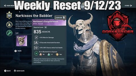 Assassin's Creed Odyssey- Weekly Reset 9/12/23
