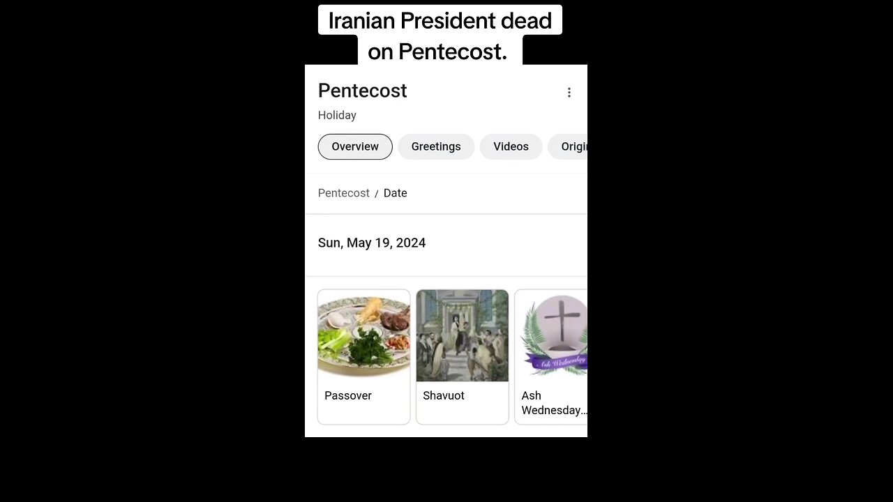 Iranian President Dead on Pentecost