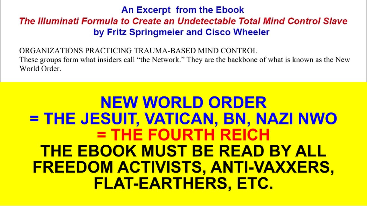 The Catholic Church, Jesuits, Neo-Nazis & NASA Are Among the Groups Forming the Backbone of the NWO