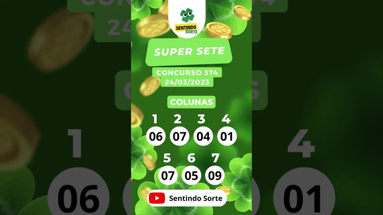 🍀 Resultado SUPER SETE 374 | 24/03/23 | Sentindo Sorte #shorts