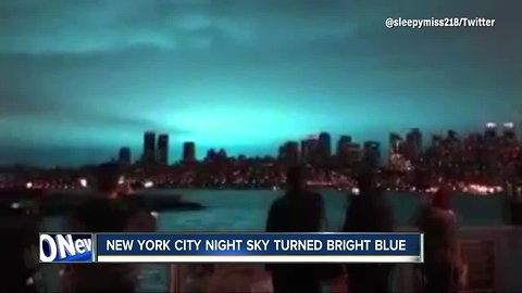 New York sky turns bright blue