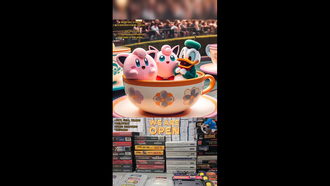 Jigglypuff and Donald Duck enjoy a fun ride in a giant teacup at an amusement park.