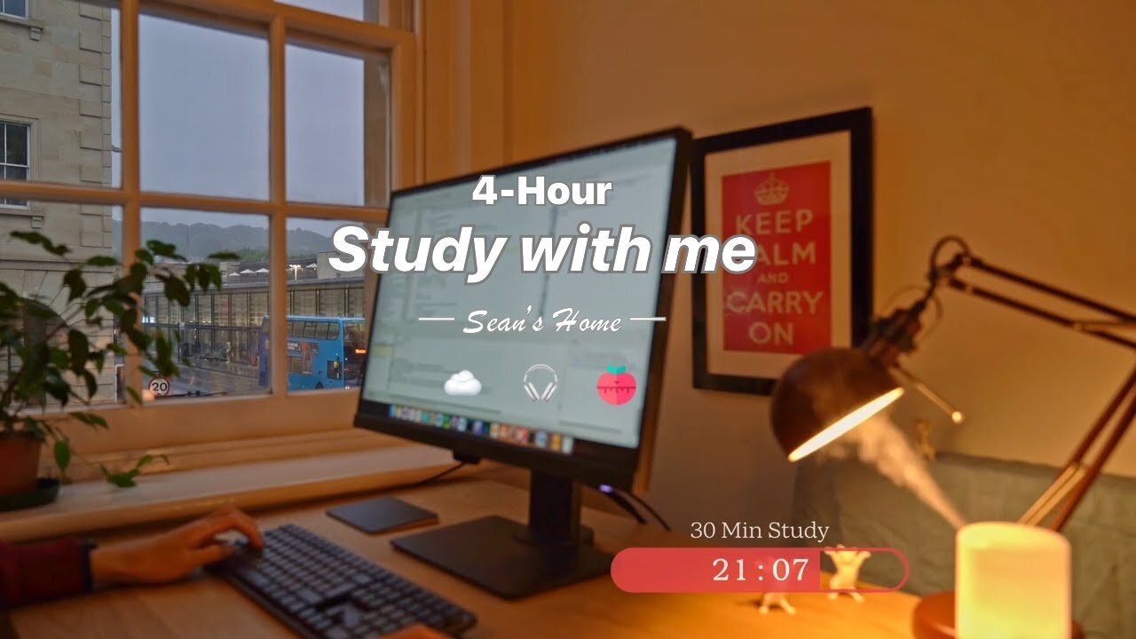 4-Hour Study with Me | Pomodoro Timer, Lofi | Day 12