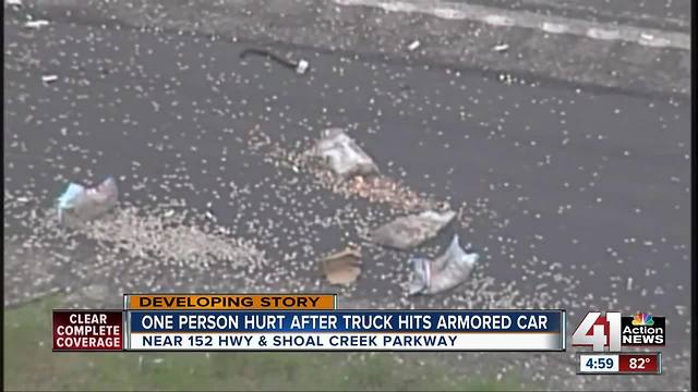 1 hurt in crash involving armored car on 152 HWY