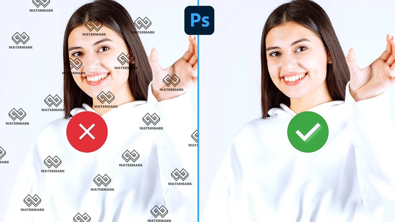 1min Tutorial Remove Watermarks in Photohop