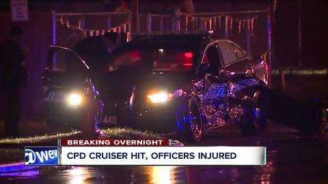 Two Cleveland officers hurt in crash on city's east side