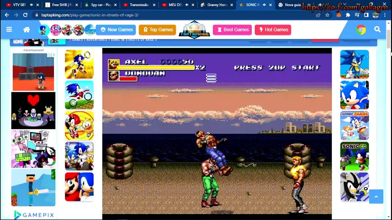 Transmissão ao vivo de Tempo final Sonic in Streets of Rage 3