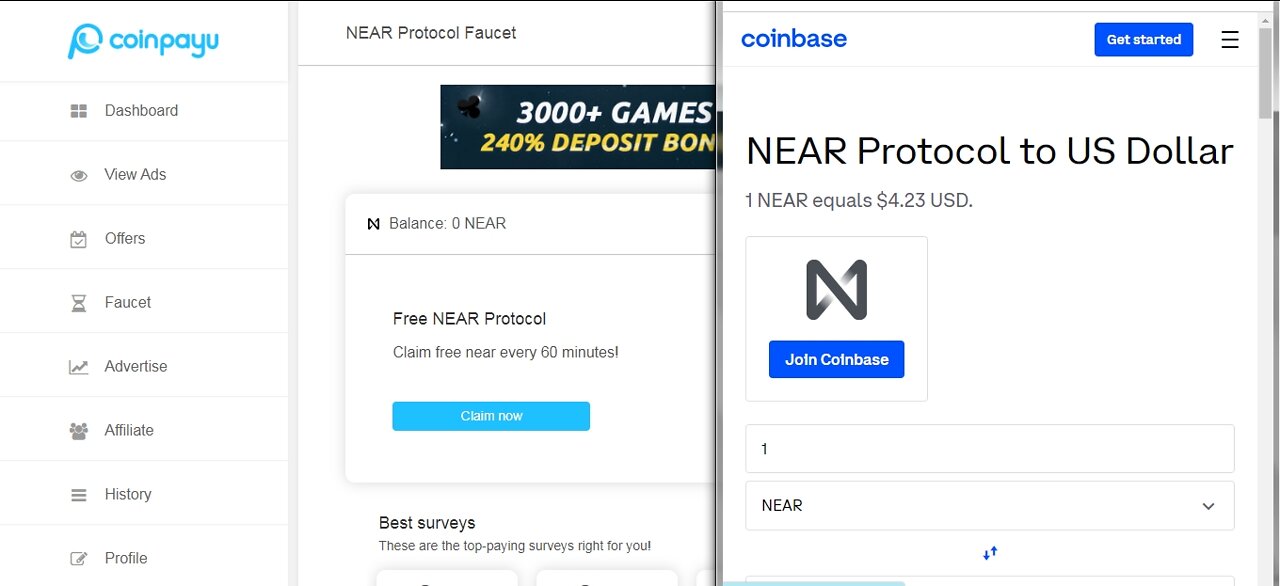 How To Earn Free 189 NEAR Protocol NEAR Cryptocurrency At Coinpayu Every 60 minutes With Proof