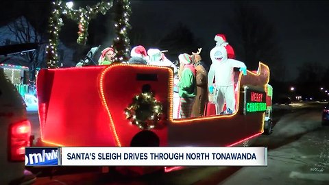 Santa's Sleigh filled with food instead of toys for people in need in North Tonawanda