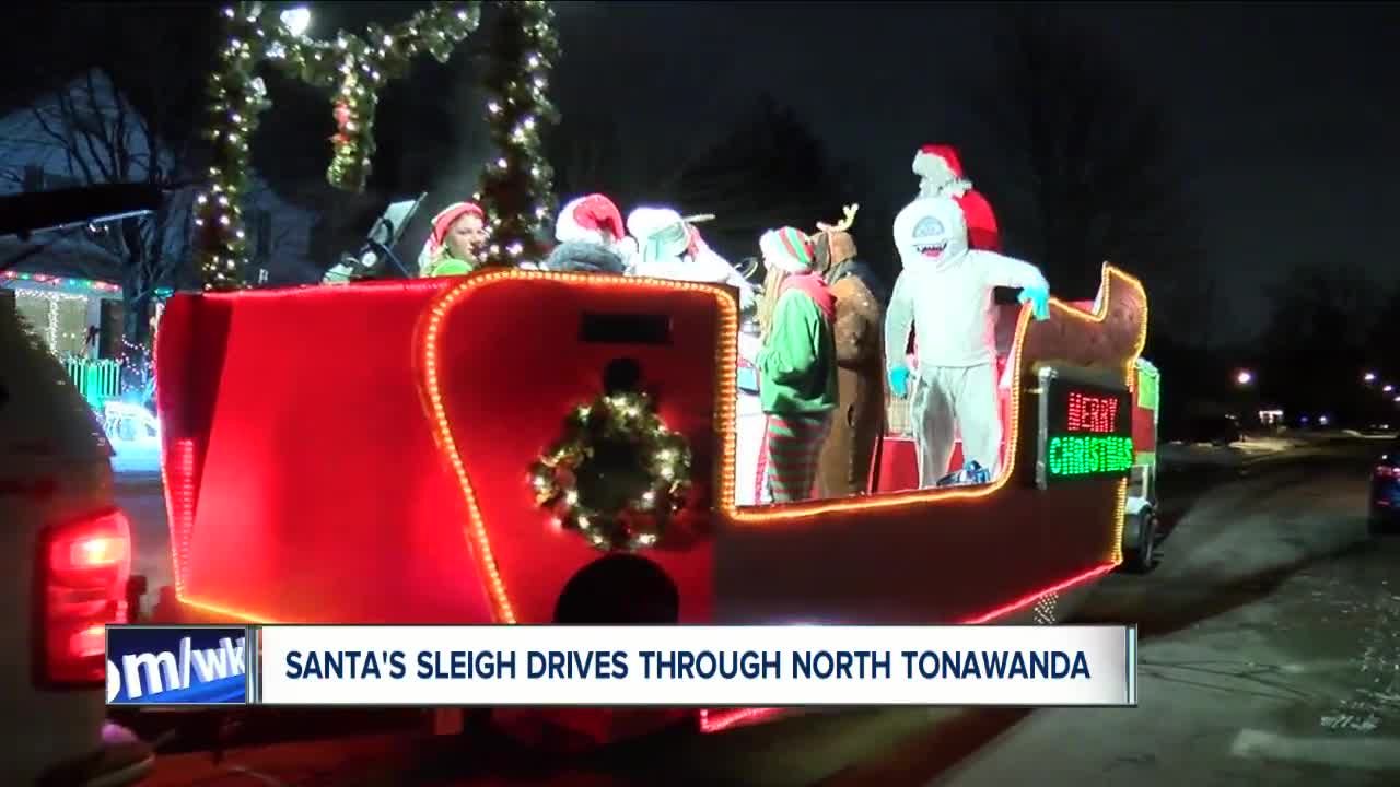 Santa's Sleigh filled with food instead of toys for people in need in North Tonawanda