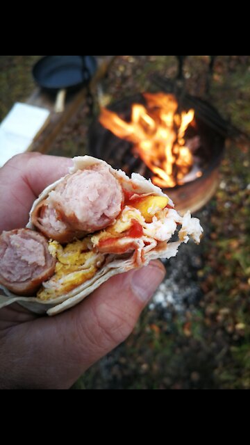 Sausages and egg wrapp.