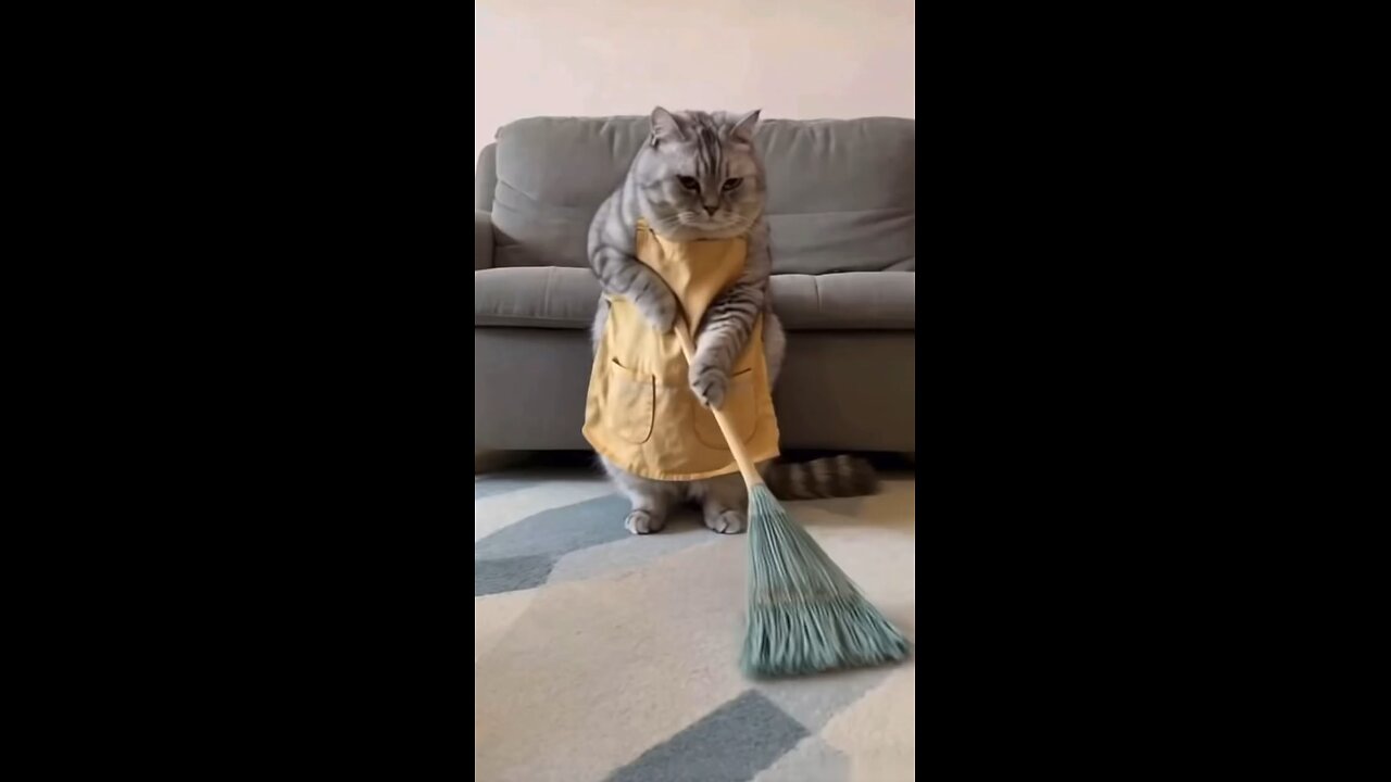 My Sweet Cat Cleaning My House