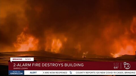 Fire destroys building in Barrio Logan