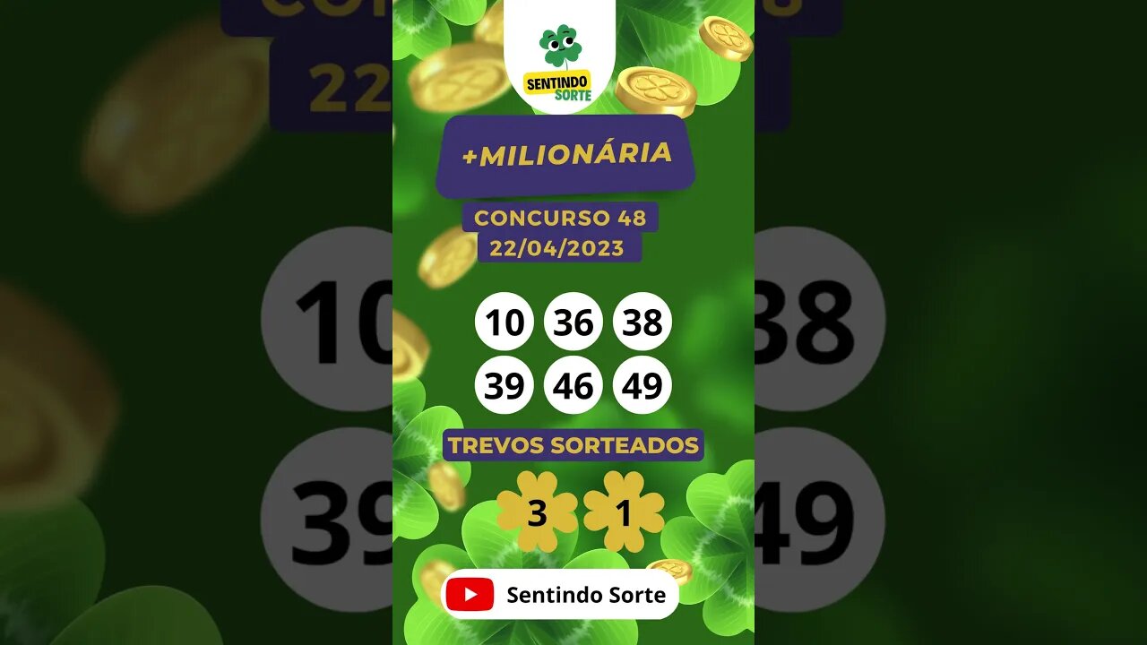 🍀 Resultado +MILIONÁRIA 48 | 22/04/23 | Sentindo Sorte #shorts