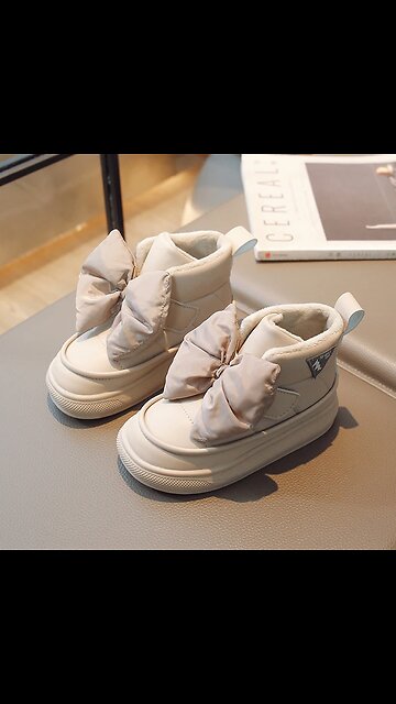 Children Winter Shoes Girls Fashion New Cute Big Bow Princess Thick Snow Boots