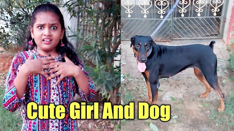 Cute girl and Dog