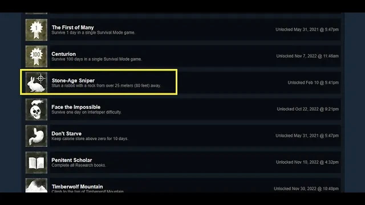 The Long Dark- Stone Age Sniper Achievement