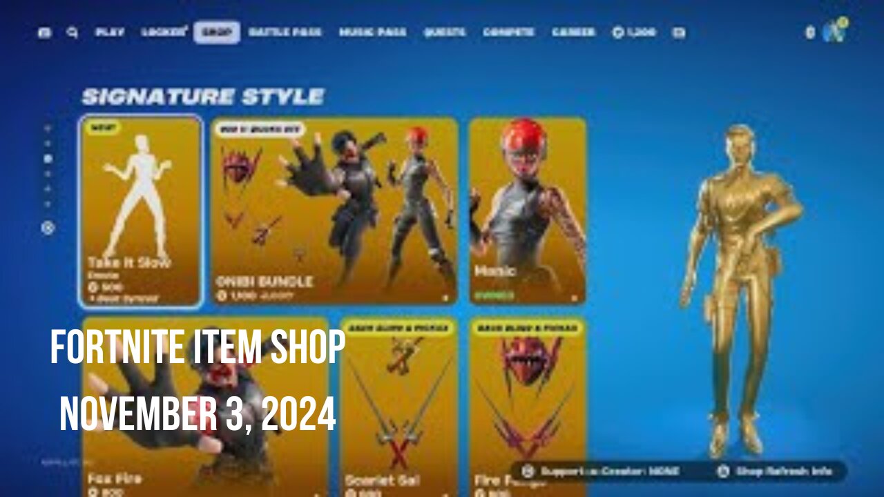 Fortnite Item Shop|November 3, 2024(*New* Take It Slow Emote)