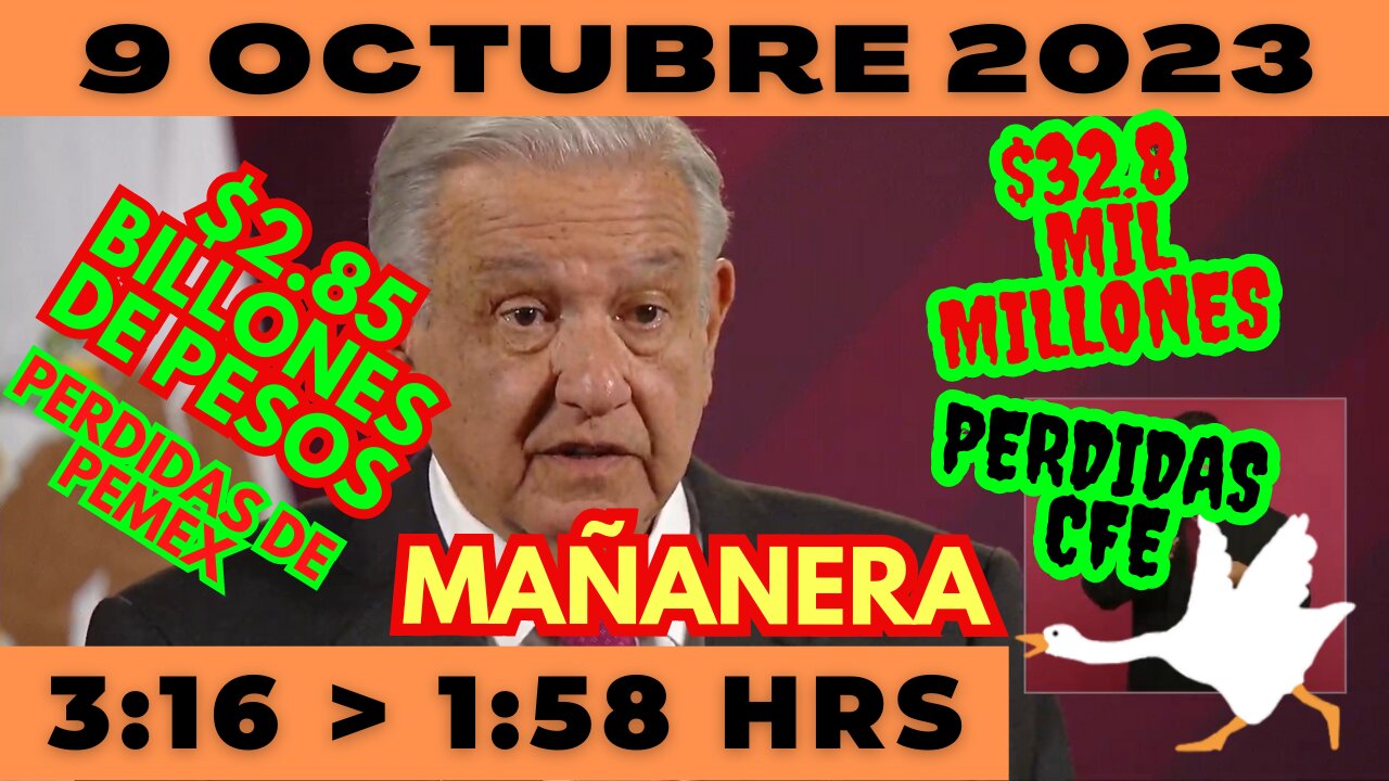 💩🐣👶 AMLITO | Mañanera *Lunes 9 de Octubre 2023* | El gansito veloz 3:16 a 1:58.