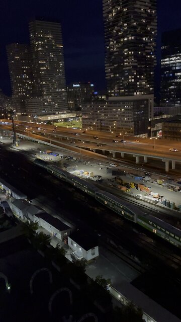 Toronto lakeside at night
