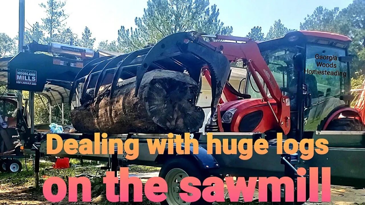 #19 Dealing with big odd shaped logs on the saw mill!