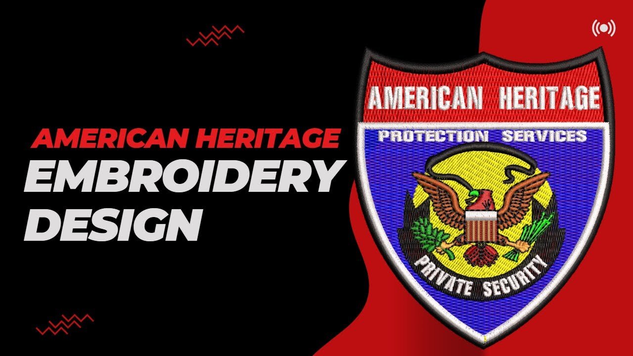 American Heritage private security embroidery design | dst,pes,hus,cnd,vp3,jef,xxx #shorts