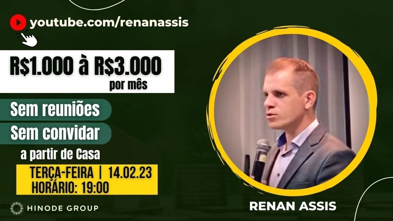 Ganhe de R$1mil a R$3mil em tempo parcial NOVO modelo da Hinode | Renan Assis