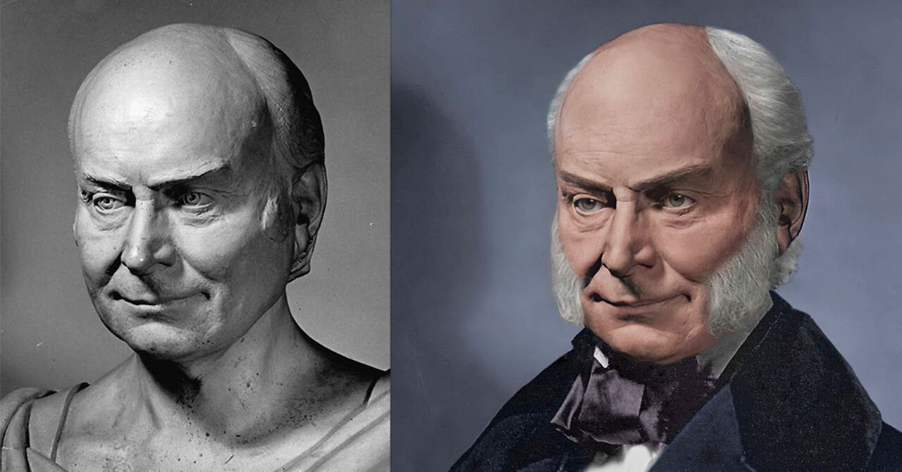 The Life Mask Face of John Quincy Adams - A Photoshop Reconstruction