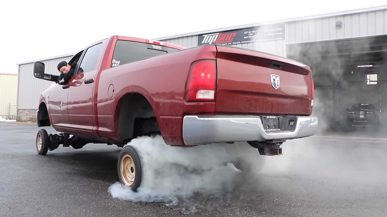 I PUT TINY CAR WHEELS ON MY LIFTED TRUCK!