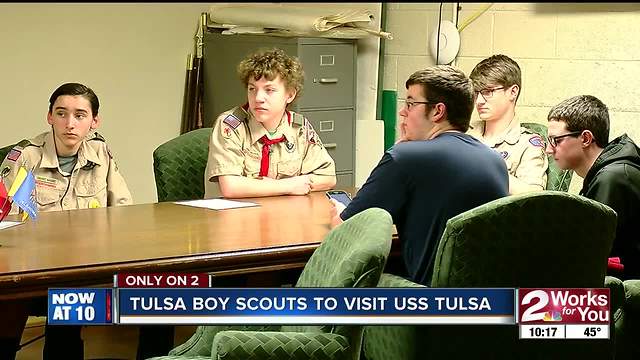 Boy Scouts from Tulsa get exclusive look at USS Tulsa