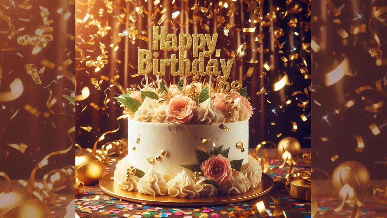 HAPPY BIRTHDAY SONG! Happy Birthday Song! Gold Birthday! With Cakes, Confetti And Gifts!