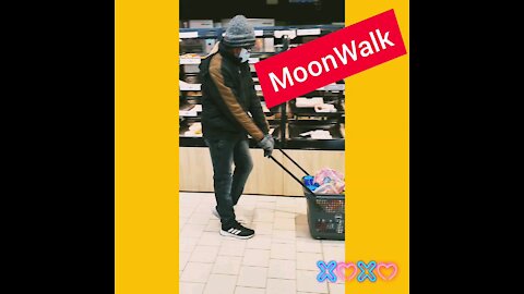 Moonwalk at supermarket