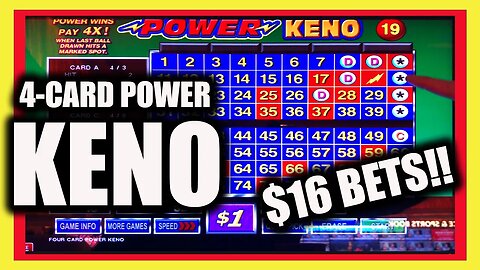 $16 Bets! Four Card POWER KENO from Las Vegas!