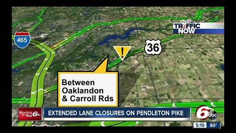 Extended lane closures on Pendleton Pike