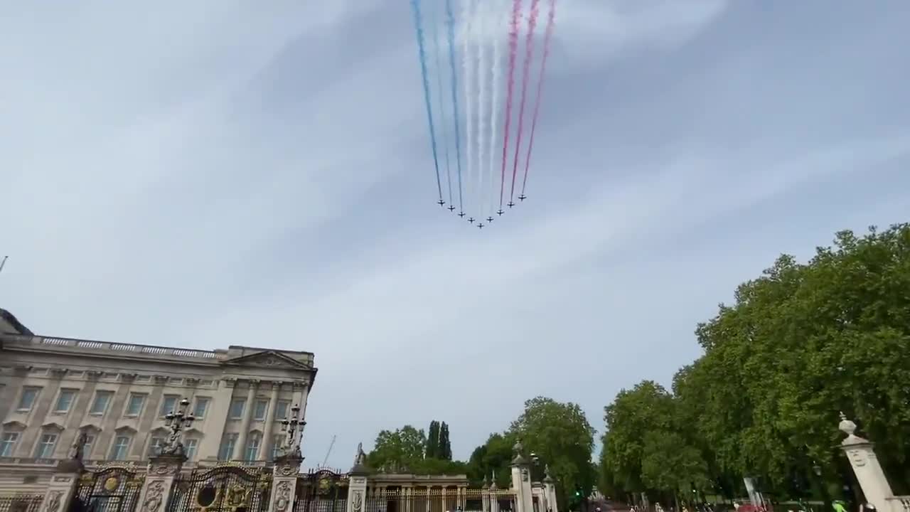 Witnessed the Royal Air force flyover at Buckingham Palace in celebration of VE Day