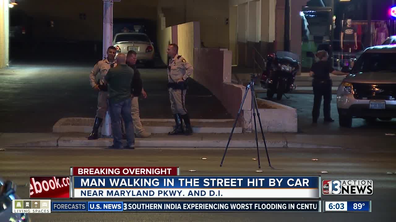 Man walking in street hit by car