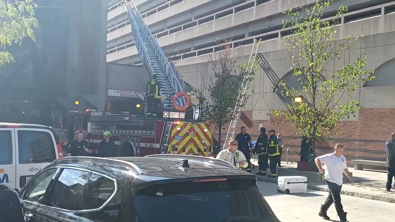 Boston fire department respond to a tech rescue at Back Bay train station