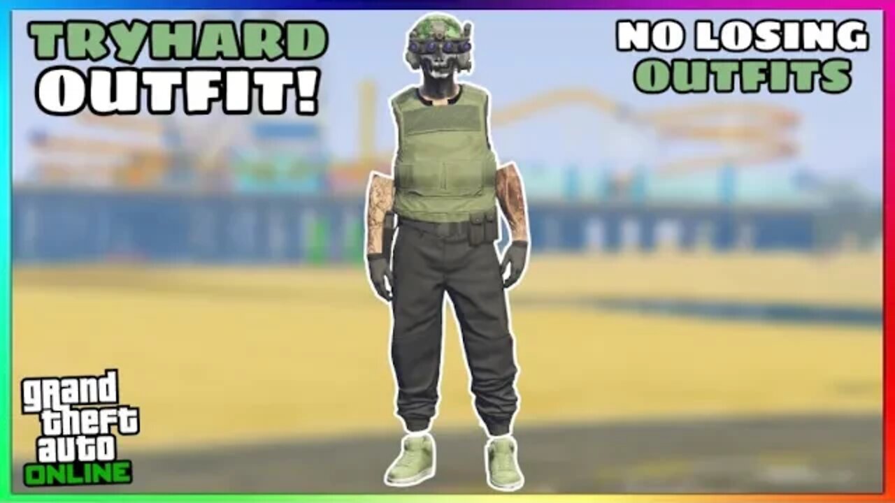 Easy Green & Black Joggers Invisible Arms Glitch Tryhard Modded Outfit (No Transfer) (GTA Online)