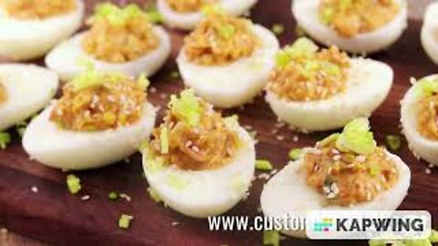 Keto Bacon and Kimchi Deviled Eggs