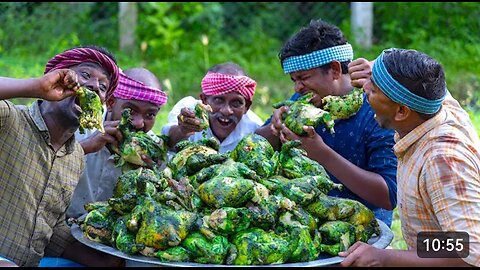 GREEN CHICKEN | FULL Chicken Cooking & Eating | Fried chicken recipe