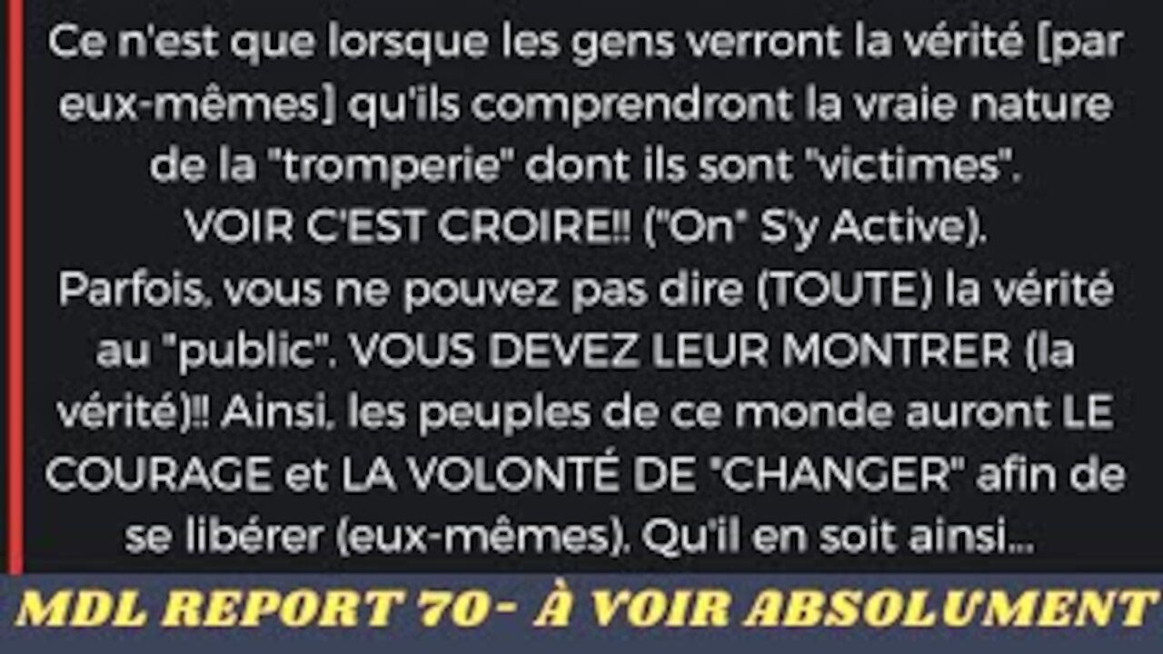 MDL REPORT 70- LE MONDE ENTIER DOIT ENTENDRE CECI-N'AYONS PAS PEUR! TOUS DEBOUT POUR NOS ENFANTS