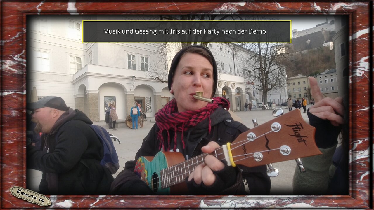 Musik und Gesang mit Iris auf der Party nach der Demo