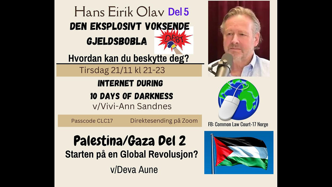 21.11.23: Hans Erik Olav: om GJELDSBOBLA og Deva Aune om Palestina