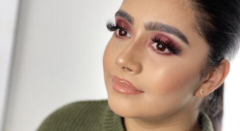 GLITTER GLAM MAKEUP | How to do a full face glamour makeup look