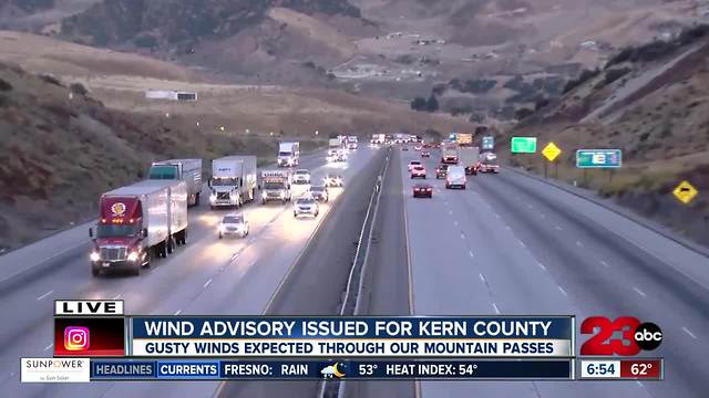 Wind advisory for Kern County